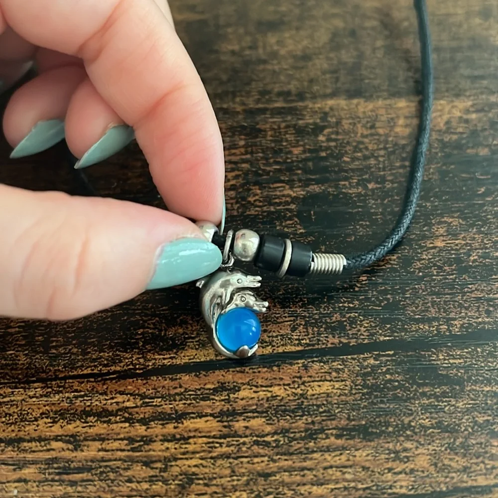 Surf Style Dolphin Necklace Silver Blue Beach Surfer Gifting Pearl Jewelry Ocean